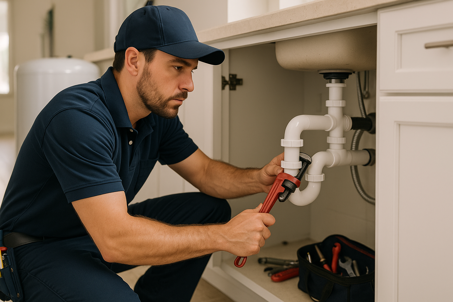 Editorial illustration depicting plumber clearwater fl