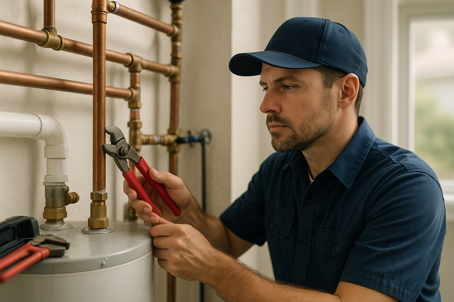 Editorial illustration depicting pipes sweating high humidity